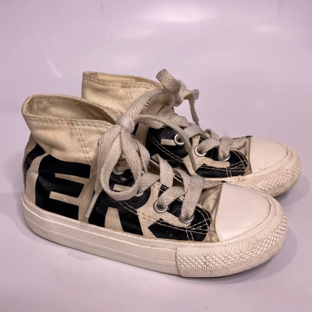 Converse all star word mark hightop sneakers white black‎ size 7 toddler casual